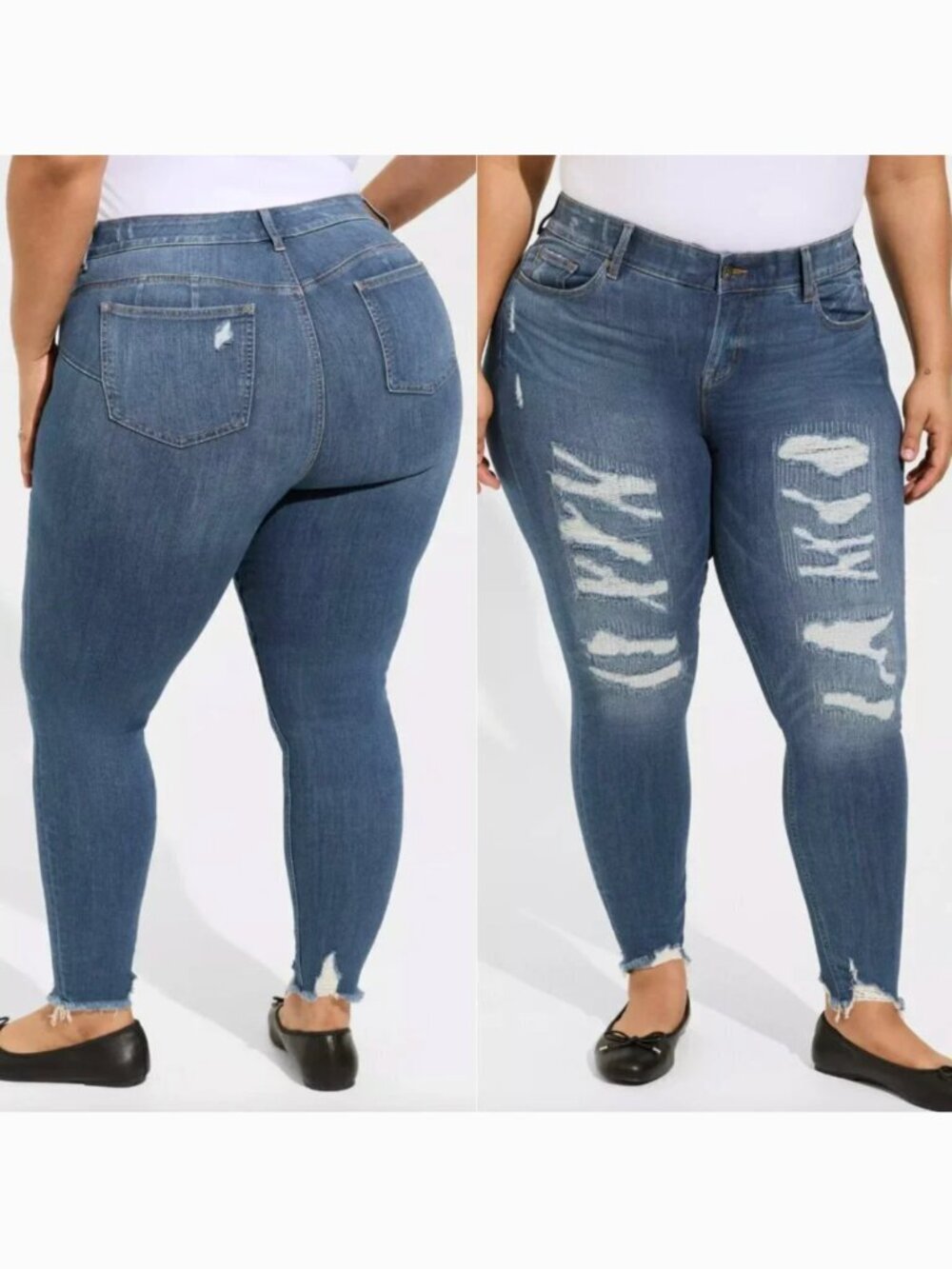 NWOT TORRID Plus Size Bombshell Skinny Premium Stretch High Rise Destructed Jean